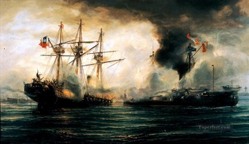 Hundimiento del Esmeralda durante la batalla de Iquique Batalla Naval Pinturas al óleo